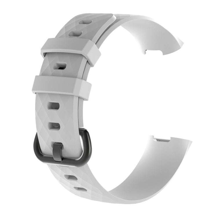 Diamond Pattern Silicone Watch Band for Fitbit Charge 4 Small Size190*18mm(White)