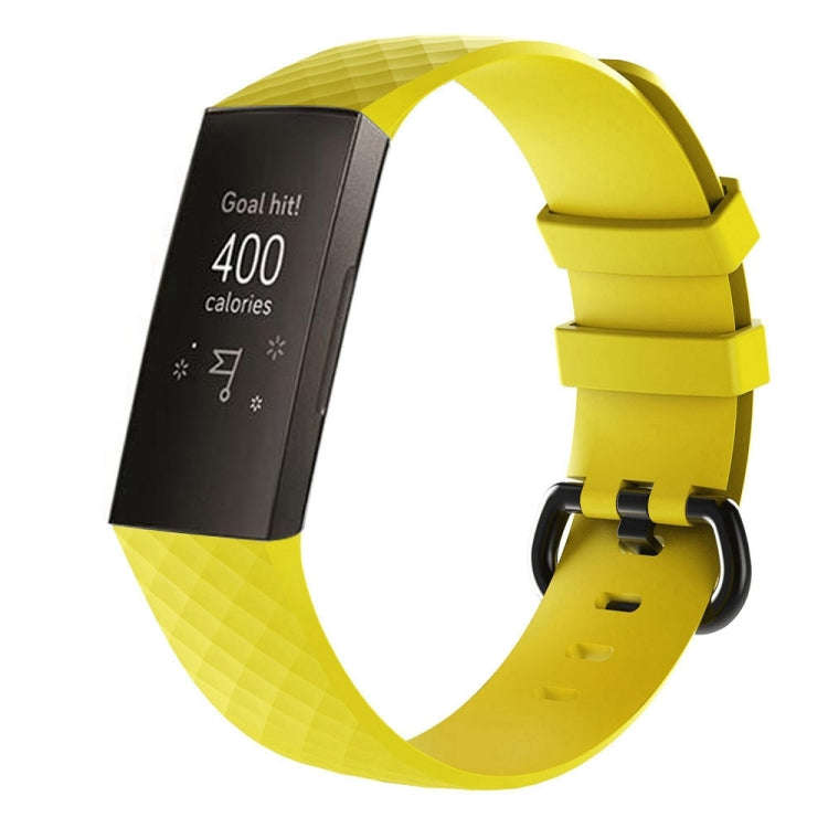 Diamond Pattern Silicone Watch Band for Fitbit Charge 4 Small Size190*18mm(Yellow)