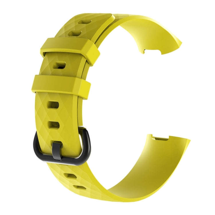 Diamond Pattern Silicone Watch Band for Fitbit Charge 4 Small Size190*18mm(Yellow)