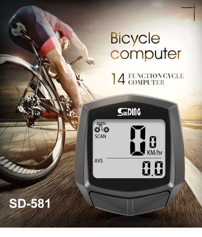 SUNDING SD-581A Bike Wired Computer Speedometer Odometer Cycling Bicycle Waterproof Measurable Te...