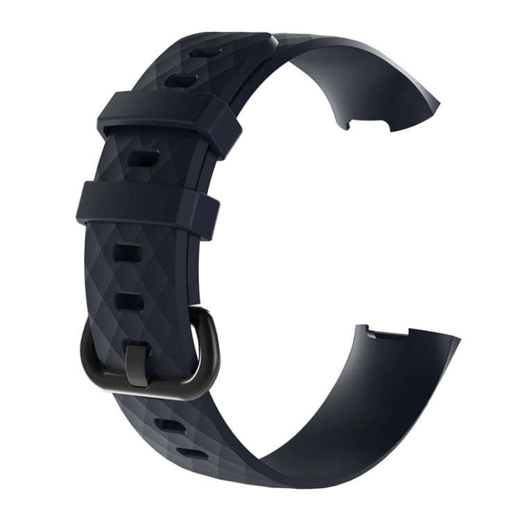 Diamond Pattern Silicone Watch Band for Fitbit Charge 4 Large Size:210*18mm(Blue)