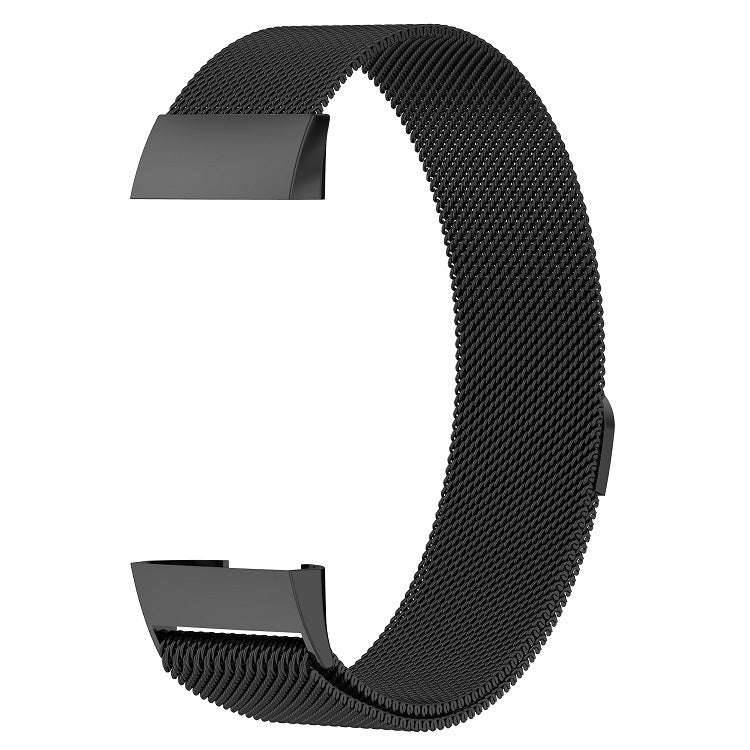 Stainless Steel Magnet Watch Band for FITBIT Charge  4 / 3Small Size: 190x18mm(Black)