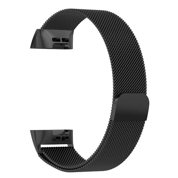 Stainless Steel Magnet Watch Band for FITBIT Charge  4 / 3Small Size: 190x18mm(Black)