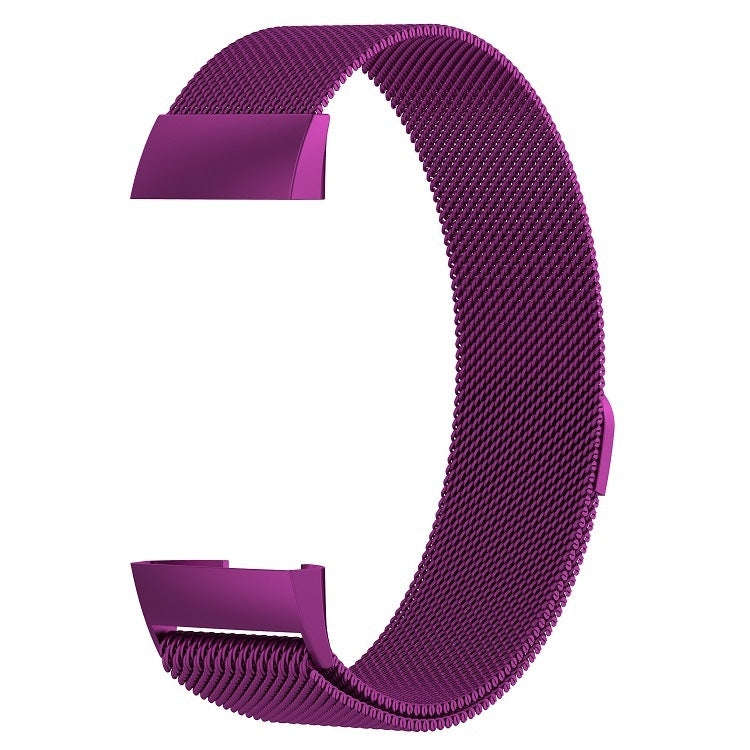 Stainless Steel Magnet Watch Band for FITBIT Charge  4 / 3Small Size: 190x18mm(Dark Purple)
