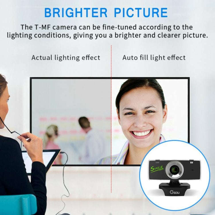 Gsou B18S HD Webcam Built-in Microphone Smart Web Camera USB Streaming Live Camera With Noise Can...