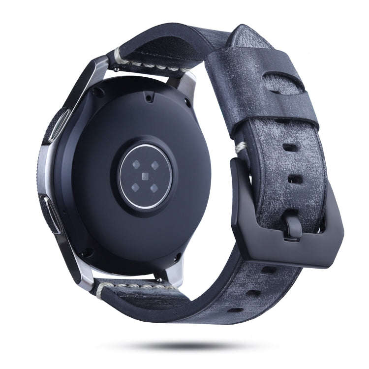 22mm Leather Watch Band For Huawei Watch GT2e / GT2 46mm(Black)