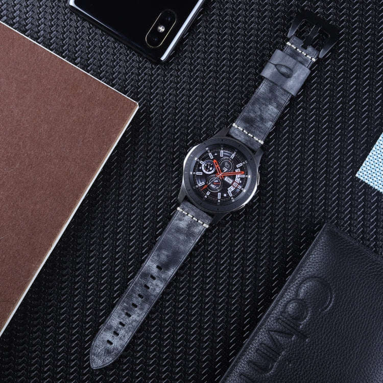 22mm Leather Watch Band For Huawei Watch GT2e / GT2 46mm(Black)