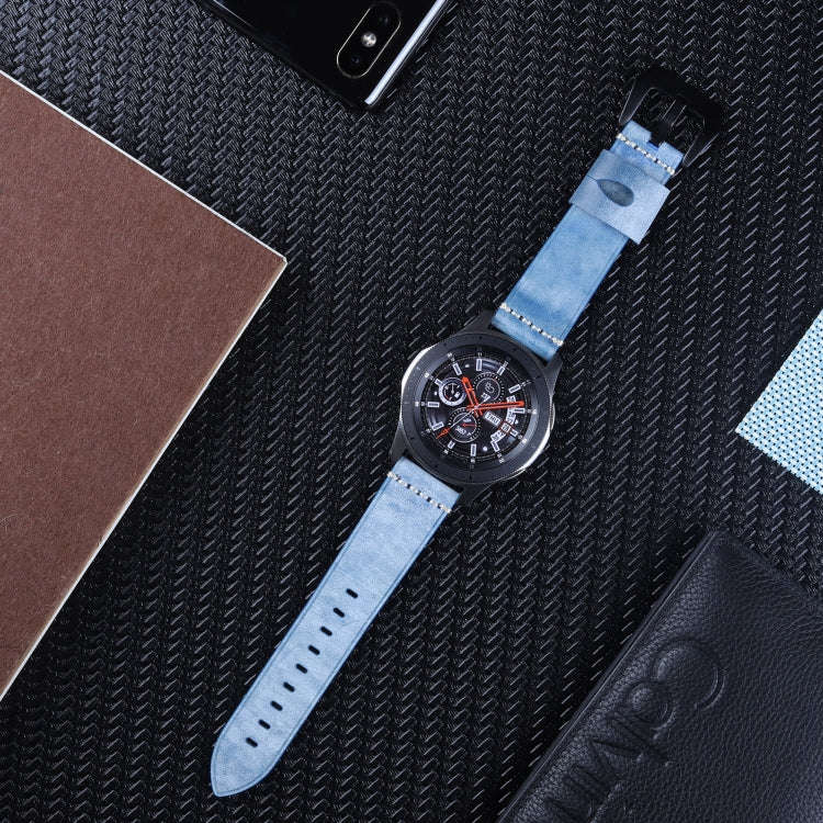 22mm Leather Watch Band For Huawei Watch GT2e / GT2 46mm(Navy)