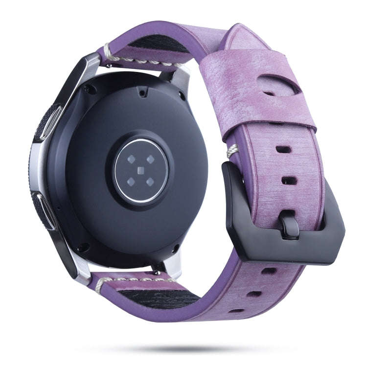 22mm Leather Watch Band For Huawei Watch GT2e / GT2 46mm(Purple)