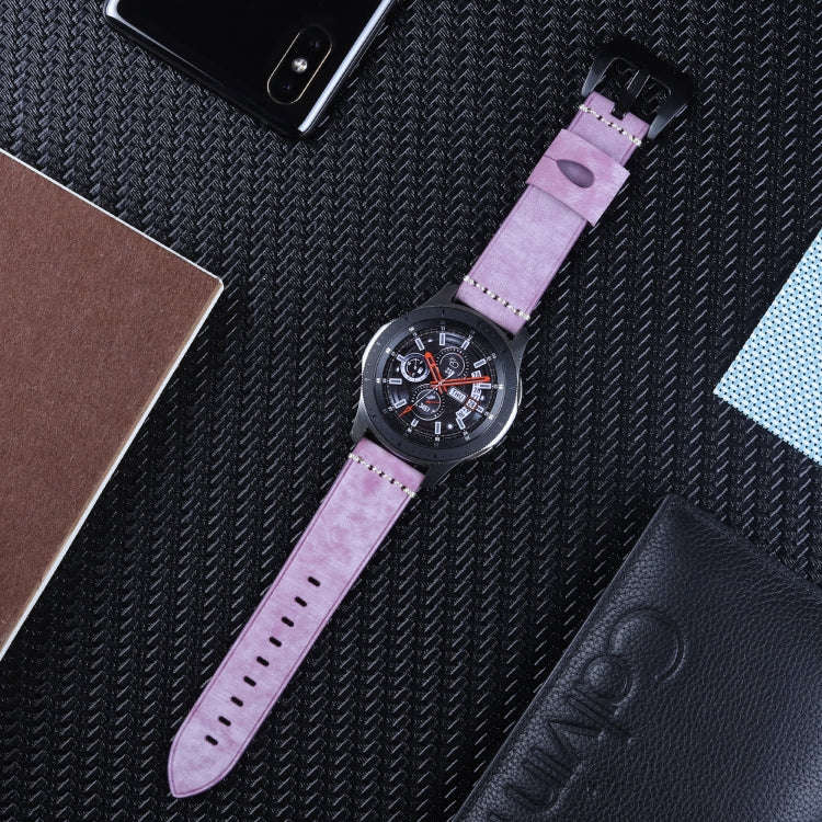 22mm Leather Watch Band For Huawei Watch GT2e / GT2 46mm(Purple)