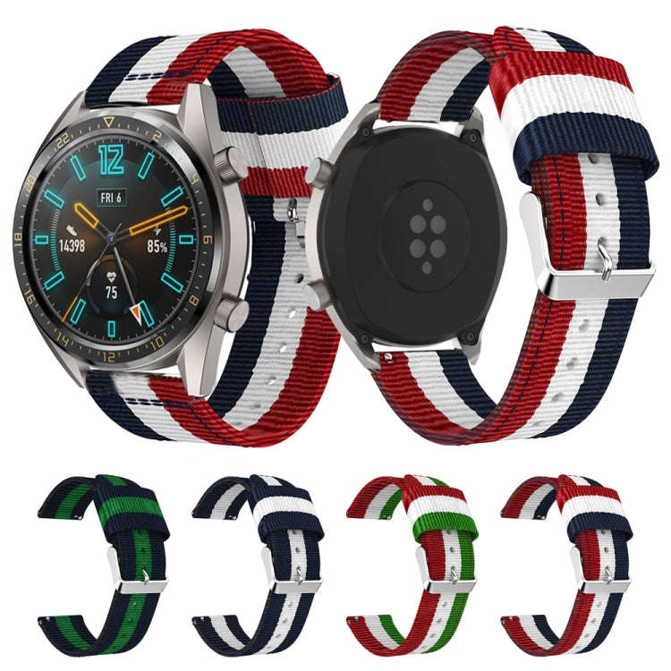 22mm For Huawei Watch GT2e GT2 46mm Nylon single ring strap(Navy White)
