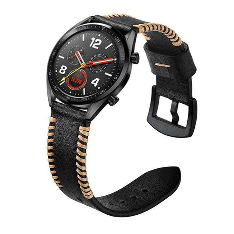 22mm For Huawei Watch GT2e GT2 46mm Leather Watch Band(Black)
