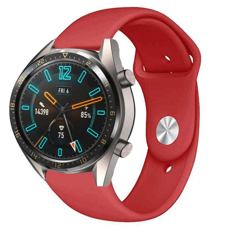 22mm For Huawei Watch GT2e GT2 46mm Monochrome Silicone Reverse Buckle Strap(Red)