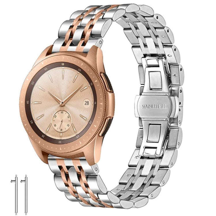 22mm For Huawei Watch GT2e GT2 46mm Seven Stainless Steel Watch Band(Silver rose gold)