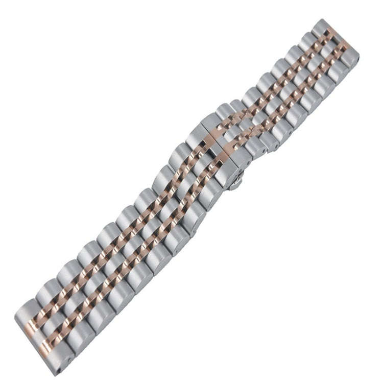 22mm For Huawei Watch GT2e GT2 46mm Seven Stainless Steel Watch Band(Silver rose gold)
