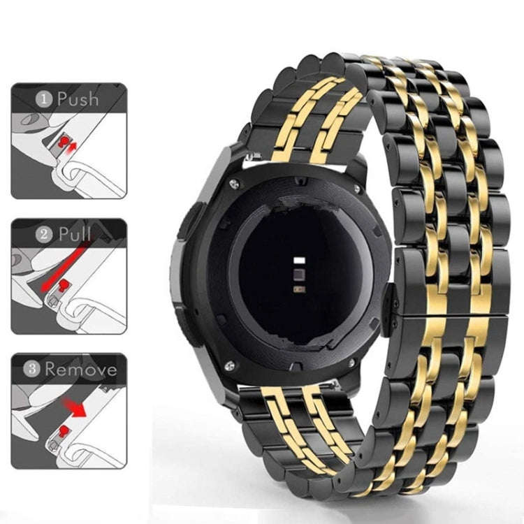 22mm For Huawei Watch GT2e GT2 46mm Seven Stainless Steel Watch Band(Gold between silver)