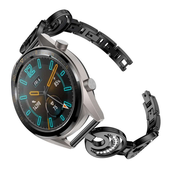 22mm For Huawei Watch GT2e GT2 46mm Sun Moon Star Aluminum Alloy Watch Band(Black)