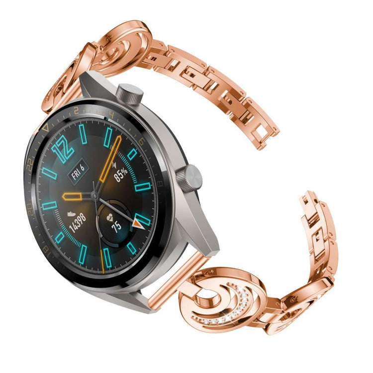 22mm For Huawei Watch GT2e GT2 46mm Sun Moon Star Aluminum Alloy Watch Band(Rose Gold)