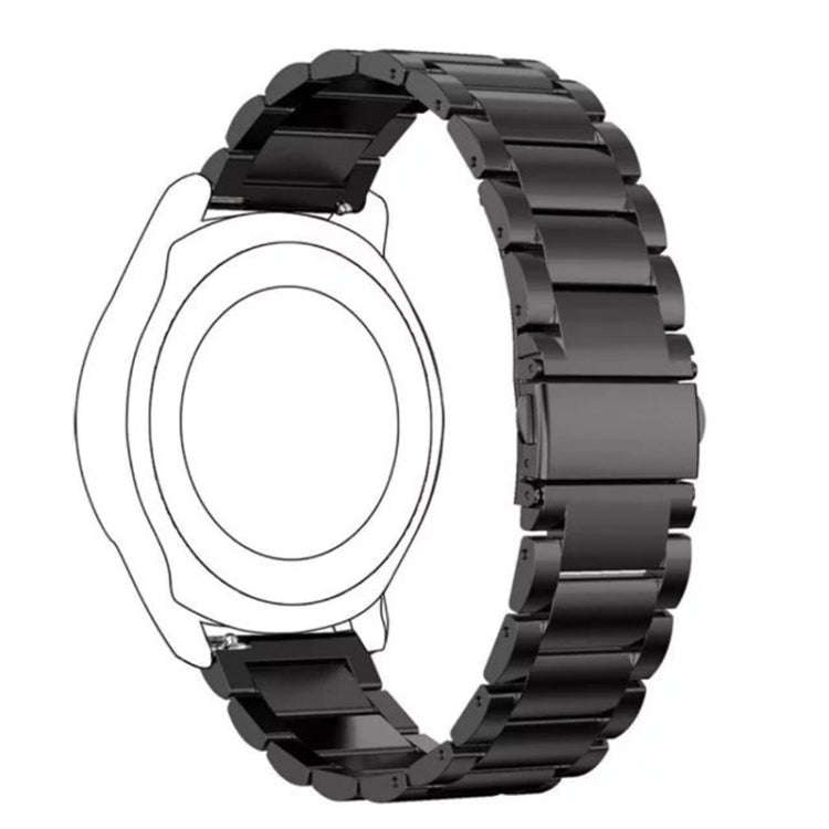 22mm For Huawei Watch GT2e GT2 46mm Three Flat Buckle Stainless Steel Watch Band(Black)