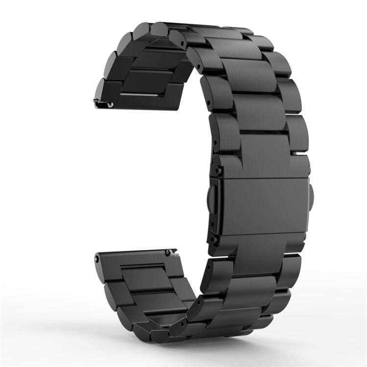 22mm For Huawei Watch GT2e GT2 46mm Three Flat Buckle Stainless Steel Watch Band(Black)