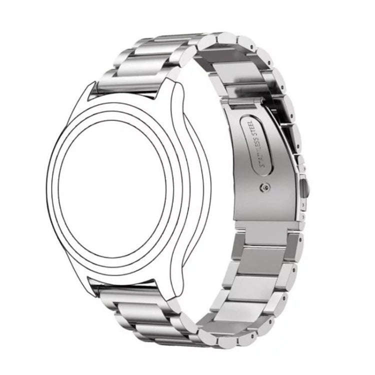 22mm For Huawei Watch GT2e GT2 46mm Three Flat Buckle Stainless Steel Watch Band(Silver)