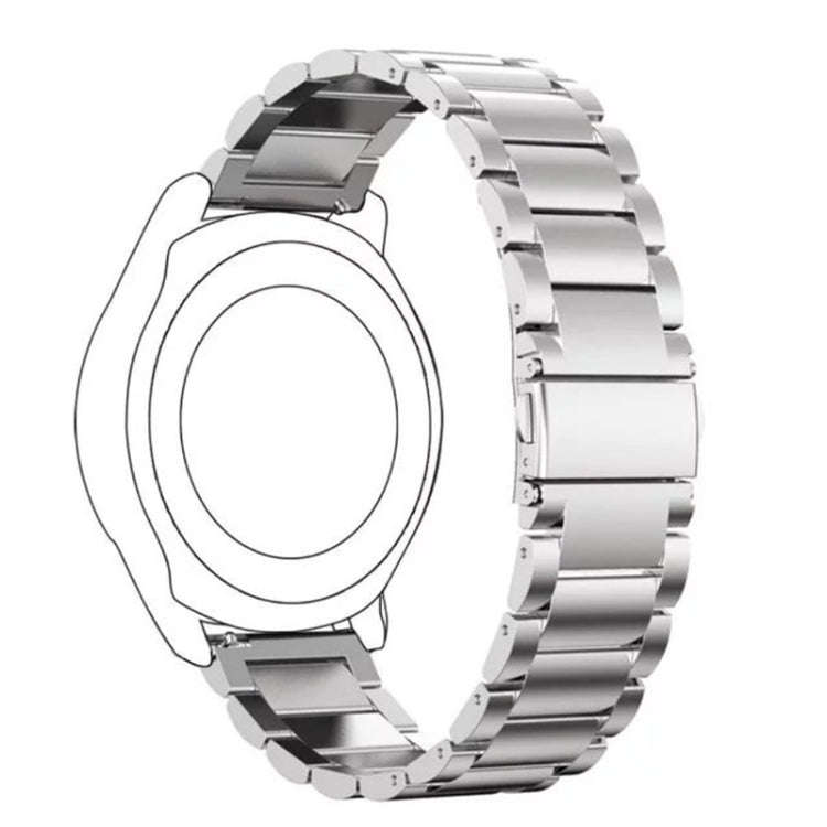 22mm For Huawei Watch GT2e GT2 46mm Three Flat Buckle Stainless Steel Watch Band(Silver)