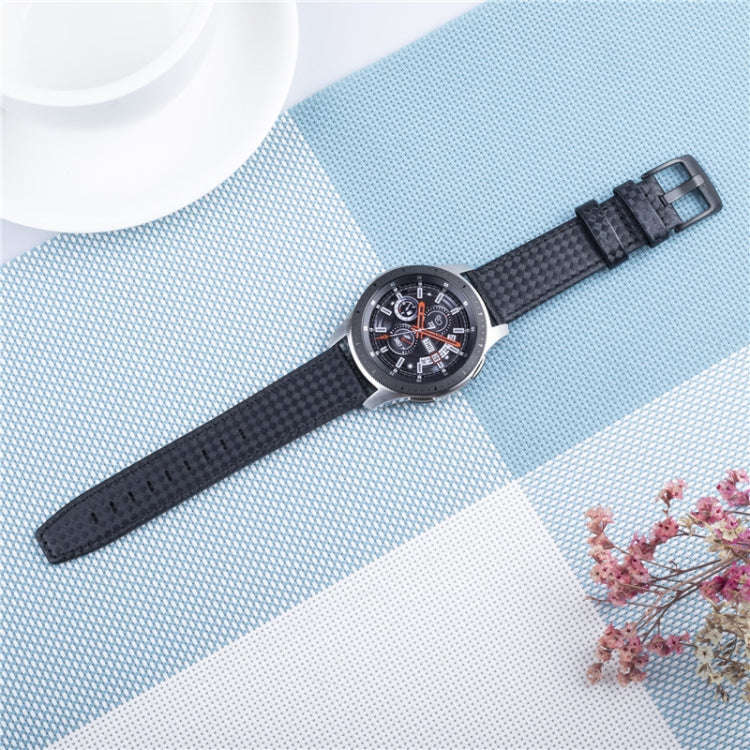 22mm For Huawei Watch GT2e GT2 46mm Carbon fiber Leather Watch Band(Black)