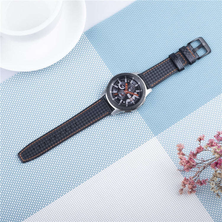 22mm For Huawei Watch GT2e GT2 46mm Carbon fiber Leather Watch Band(Orange)