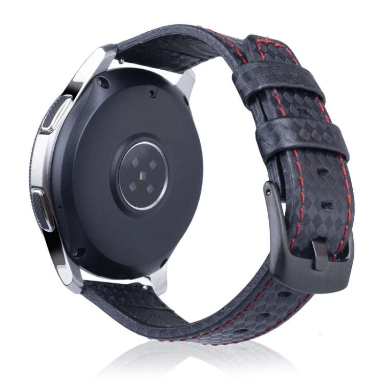 22mm For Huawei Watch GT2e GT2 46mm Carbon fiber Leather Watch Band(Red)