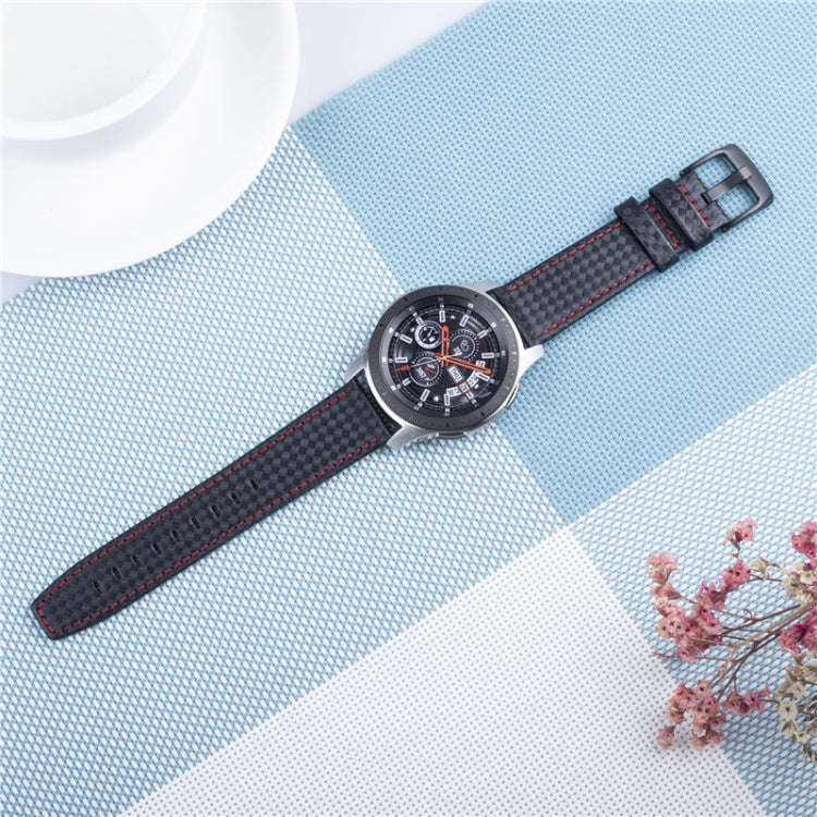 22mm For Huawei Watch GT2e GT2 46mm Carbon fiber Leather Watch Band(Red)