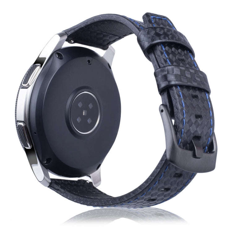 22mm For Huawei Watch GT2e GT2 46mm Carbon fiber Leather Watch Band(Blue)