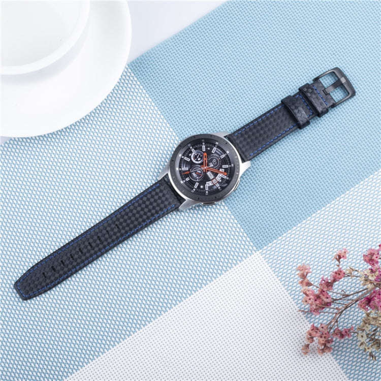 22mm For Huawei Watch GT2e GT2 46mm Carbon fiber Leather Watch Band(Blue)