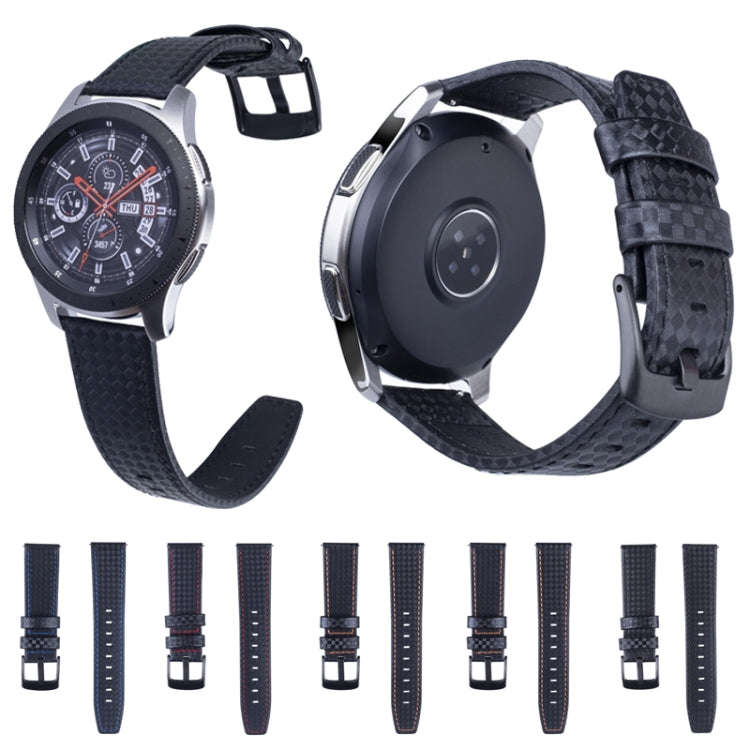 22mm For Huawei Watch GT2e GT2 46mm Carbon fiber Leather Watch Band(Blue)