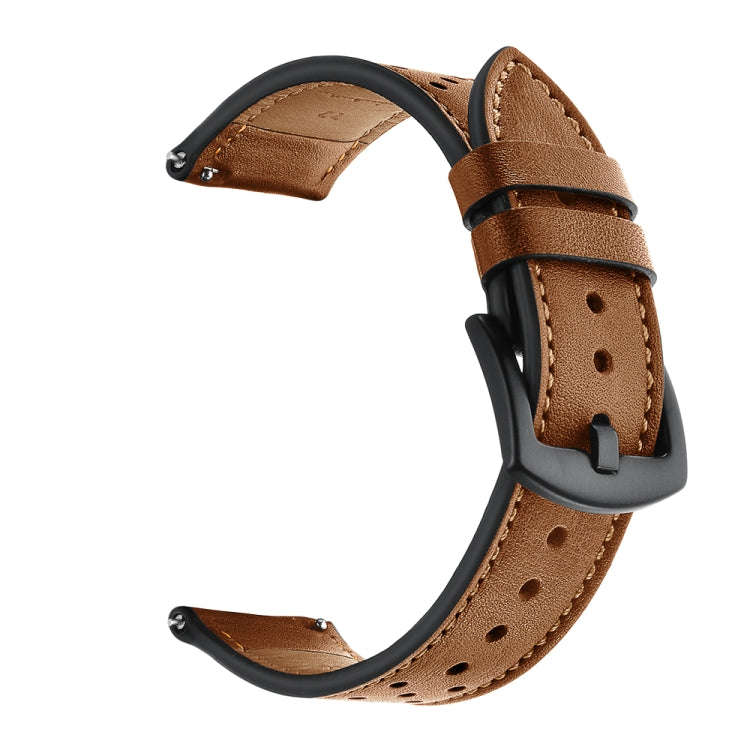22mm For Huawei Watch GT2e / GT2 46mm Plum Blossom Hole Leather Watch Band(Brown)