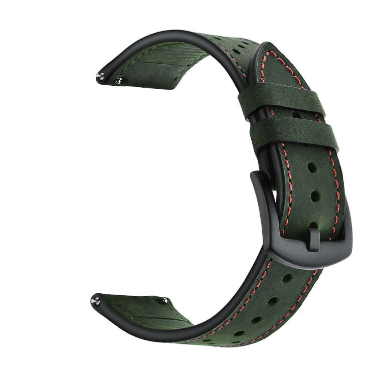 22mm For Huawei Watch GT2e / GT2 46mm Plum Blossom Hole Leather Watch Band(Green)