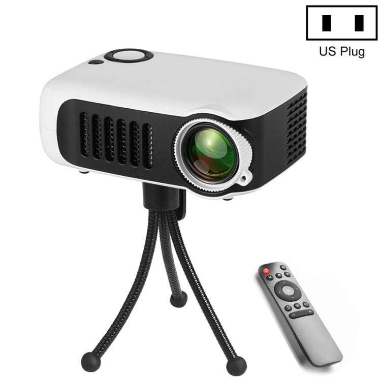 A2000 Portable Projector 800 Lumen LCD Home Theater Video Projector, Support 1080P, US Plug (White)