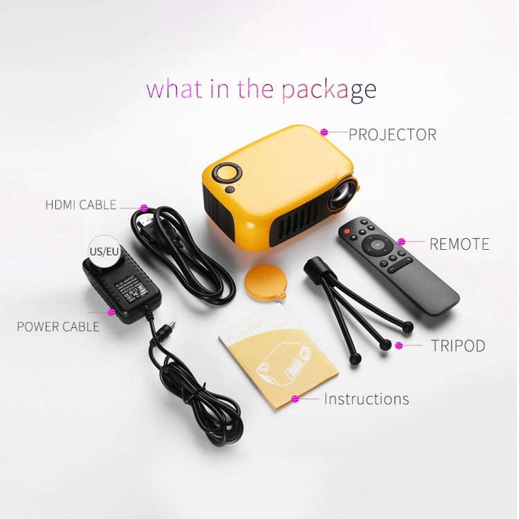 A2000 Portable Projector 800 Lumen LCD Home Theater Video Projector, Support 1080P, US Plug (White)