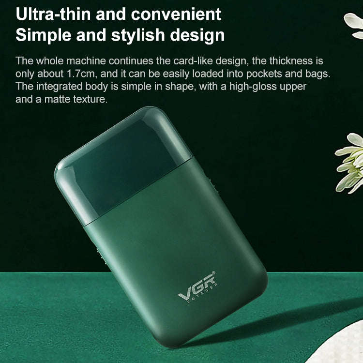 VGR V-390 5W USB Portable Reciprocating Electric Shaver (Green)