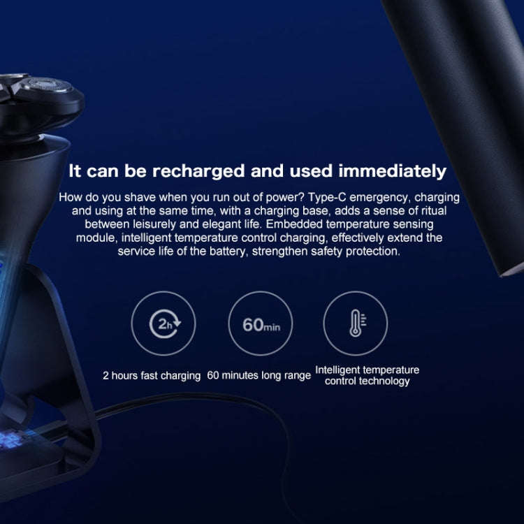 Original Xiaomi Mijia S700 Electric Shaver Rechargeable IPX7 Waterproof Wet Dry Beard Trimmer (Bl...