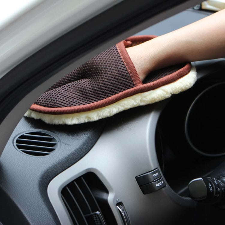 Car Styling Wool Soft Car Washing Gloves Cleaning Brush Motorcycle Washer Care Products(Brown)