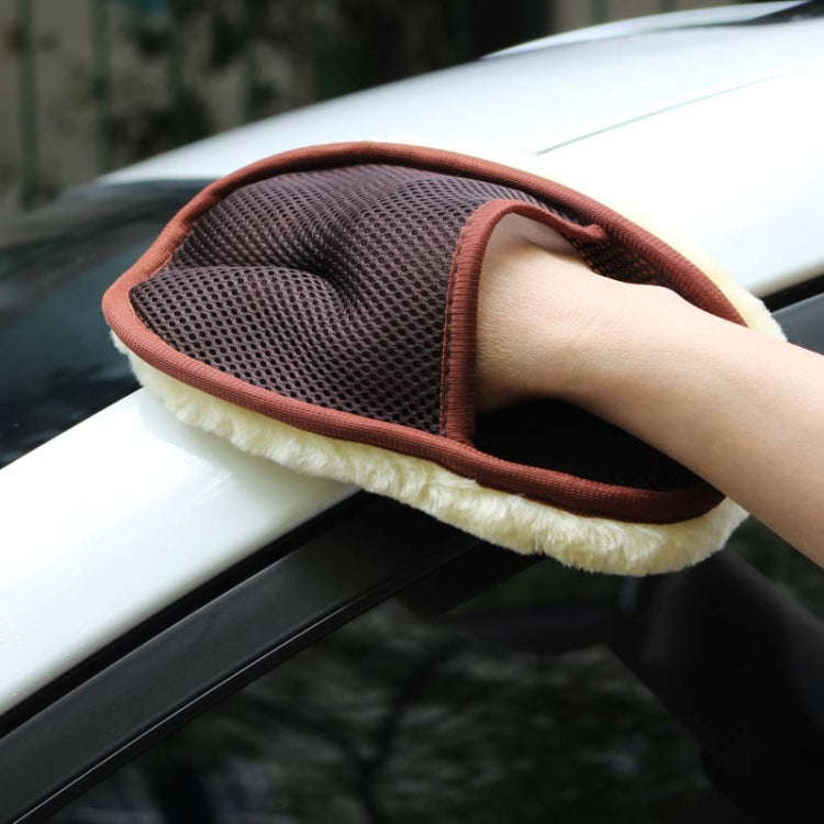 Car Styling Wool Soft Car Washing Gloves Cleaning Brush Motorcycle Washer Care Products(Brown)