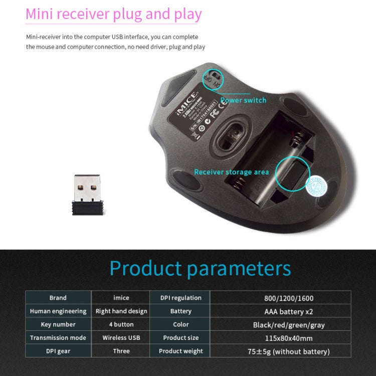 iMICE 2.4GHz 2000DPI Adjustable USB 3.0 Receiver Optical Computer Mouse