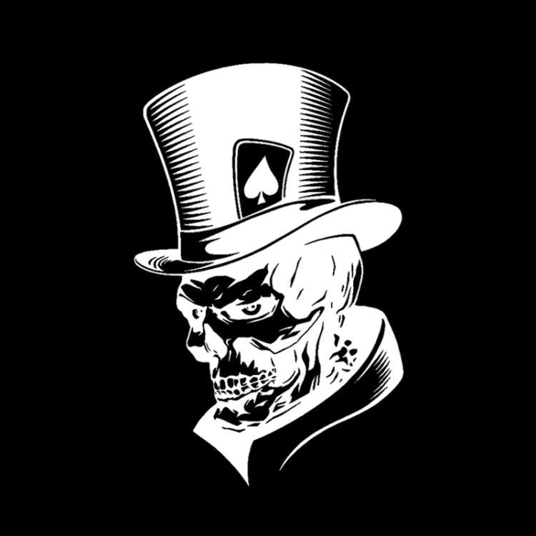 10 PCS Joker Skeleton Skull Playing Cards Poker Monster Hat Shape Vinyl Car Sticker, Size: 11.3x1...