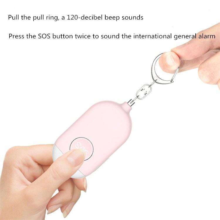 130dB IP44 Waterproof Rechargeable Anti-wolf Alarm Flashlight Intelligent Personal Alarm, English...