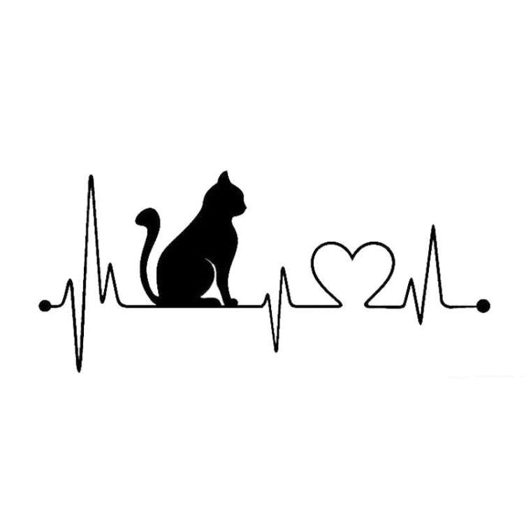 10 PCS Cat Heartbeat Lifeline Shape Vinyl Decal Creative Car Stickers Car Styling Truck Accessori...