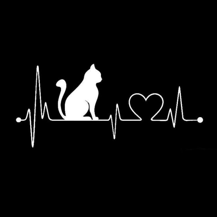 10 PCS Cat Heartbeat Lifeline Shape Vinyl Decal Creative Car Stickers Car Styling Truck Accessori...