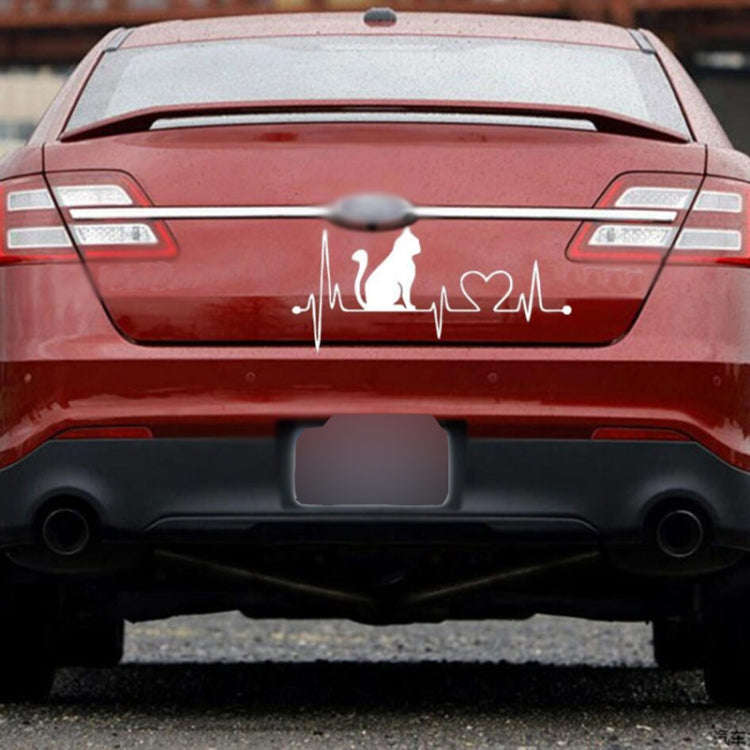 10 PCS Cat Heartbeat Lifeline Shape Vinyl Decal Creative Car Stickers Car Styling Truck Accessori...