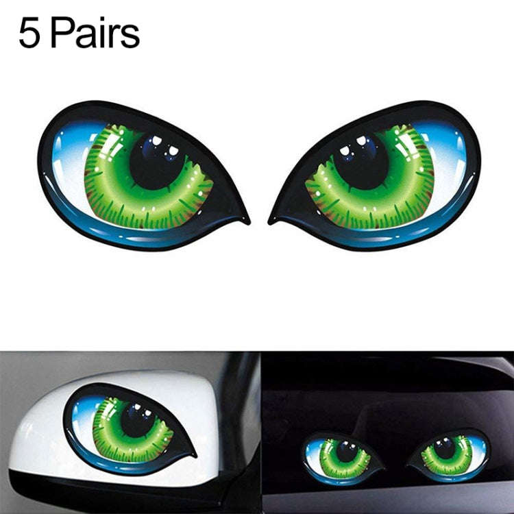 5 Pairs D 601 3D Stereo Reflective Cat Eyes Car Sticker Adhesive Creative Rearview Mirror Decal, ...