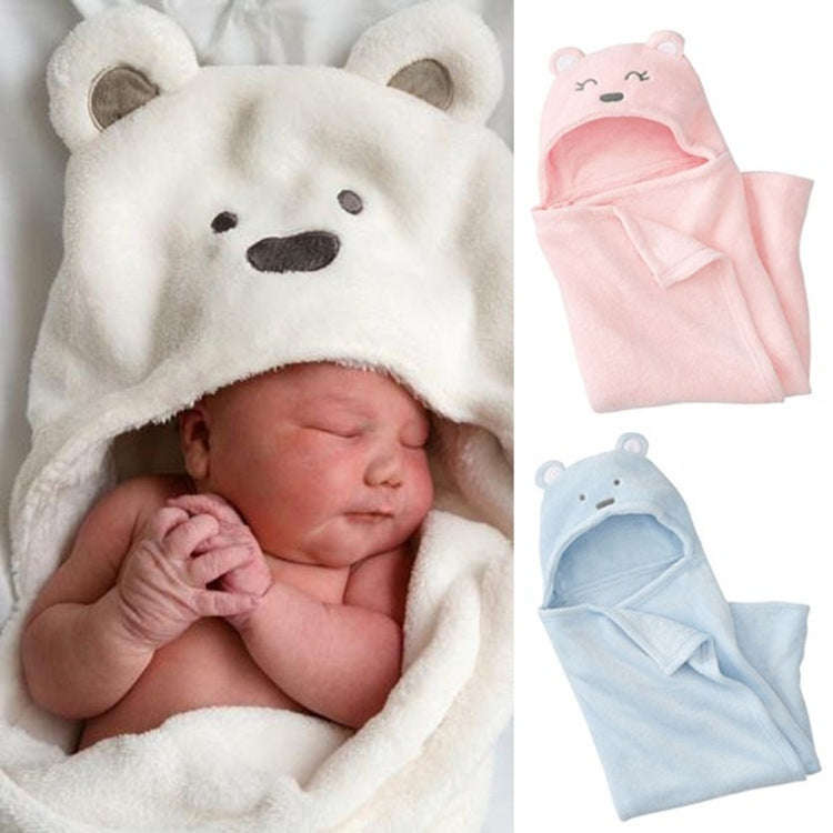 Cute Animal Cartoon Babies Blanket Kids Hooded Bathrobe Toddler Baby Bath Towel(Pink)