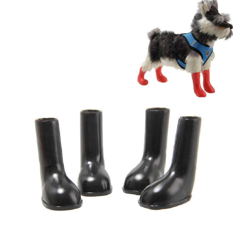4 PCS/Set Pet Rain Boots Waterproof Non-slip Dog Shoes, Size:S(Black)